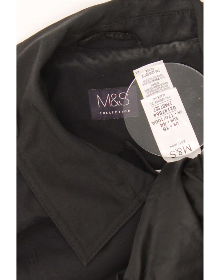 Casaco impermeável feminino Marks & Spencer Reino Unido 16 grande poliéster preto