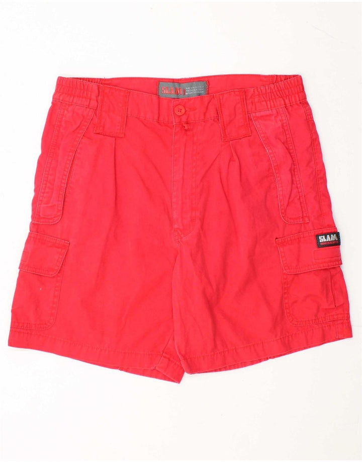 SLAM Mens Cargo Shorts Médio W32 Algodão Vermelho