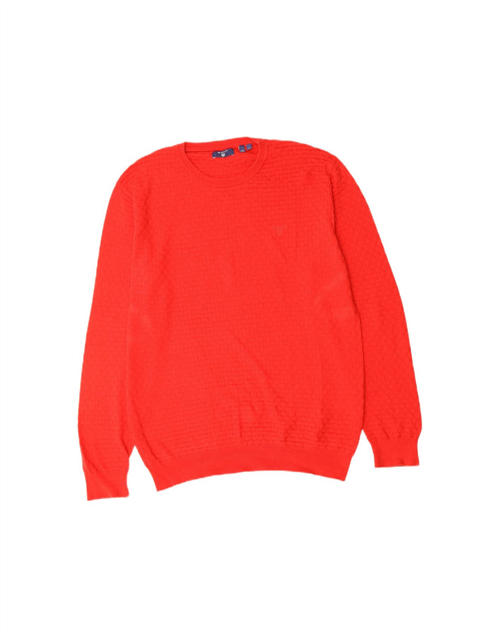 Suéter masculino GANT com gola redonda, grande algodão vermelho