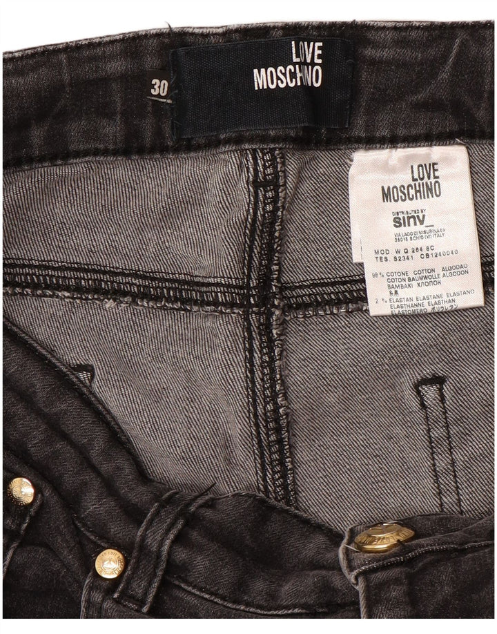Jeans retos femininos MOSCHINO W30 L31 algodão preto