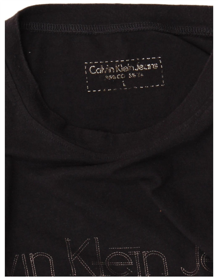 CALVIN KLEIN JEANS Top gráfico feminino manga comprida Reino Unido 14 grande azul marinho
