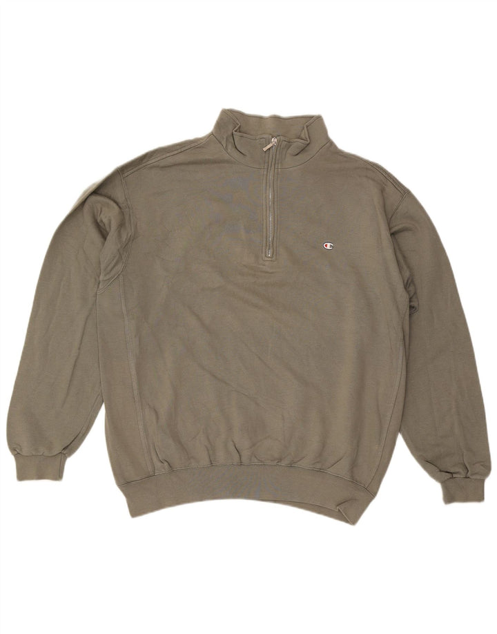 CHAMPION Masculino NY Rochester moletom com zíper e gola alta de algodão verde
