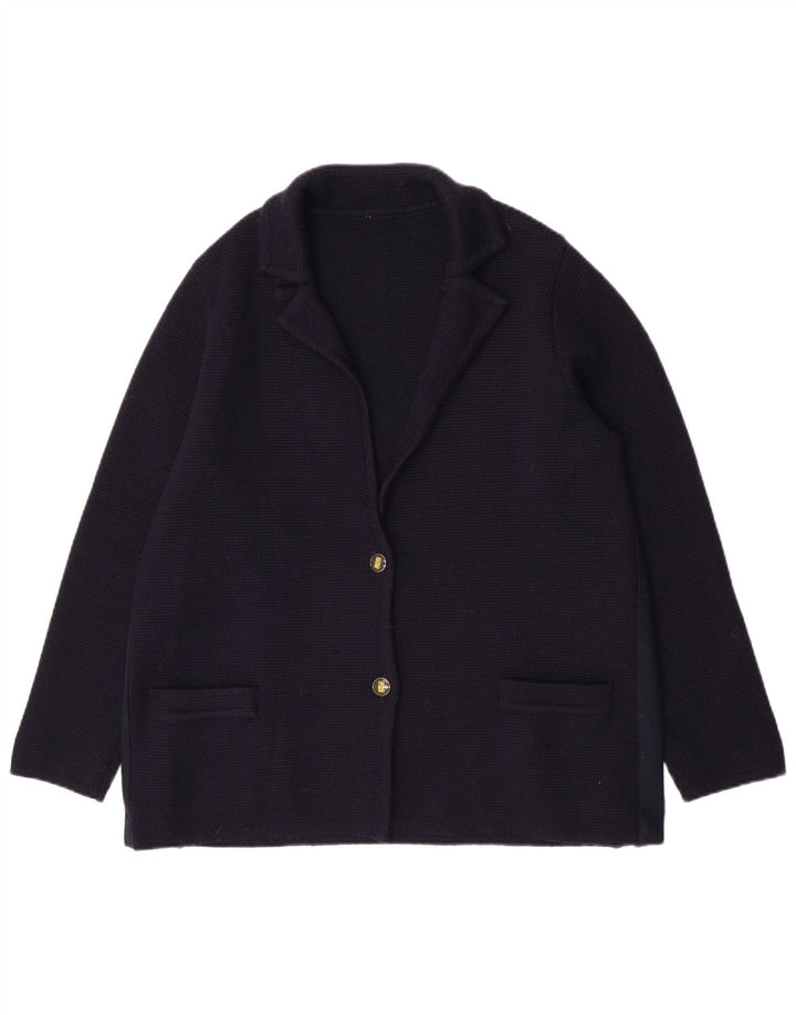 Jaqueta Blazer Feminina Vintage com 2 Botões Reino Unido 12 Azul Marinho Médio
