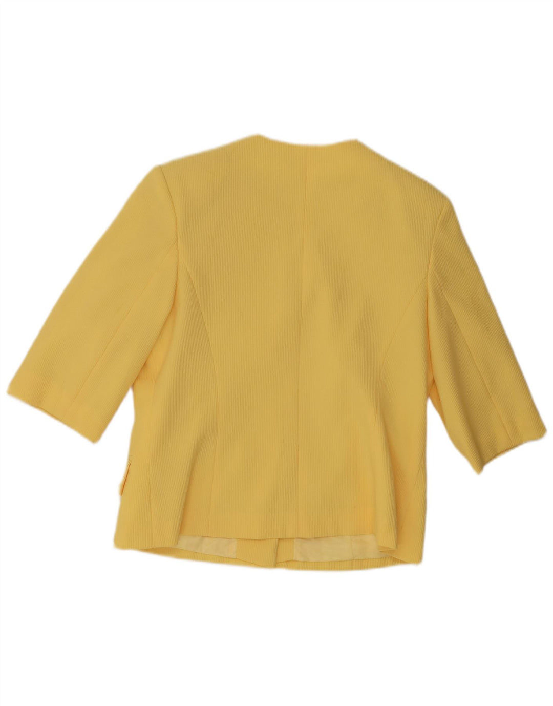 Jaqueta blazer feminina vintage de manga curta com 4 botões Reino Unido 12 amarelo médio