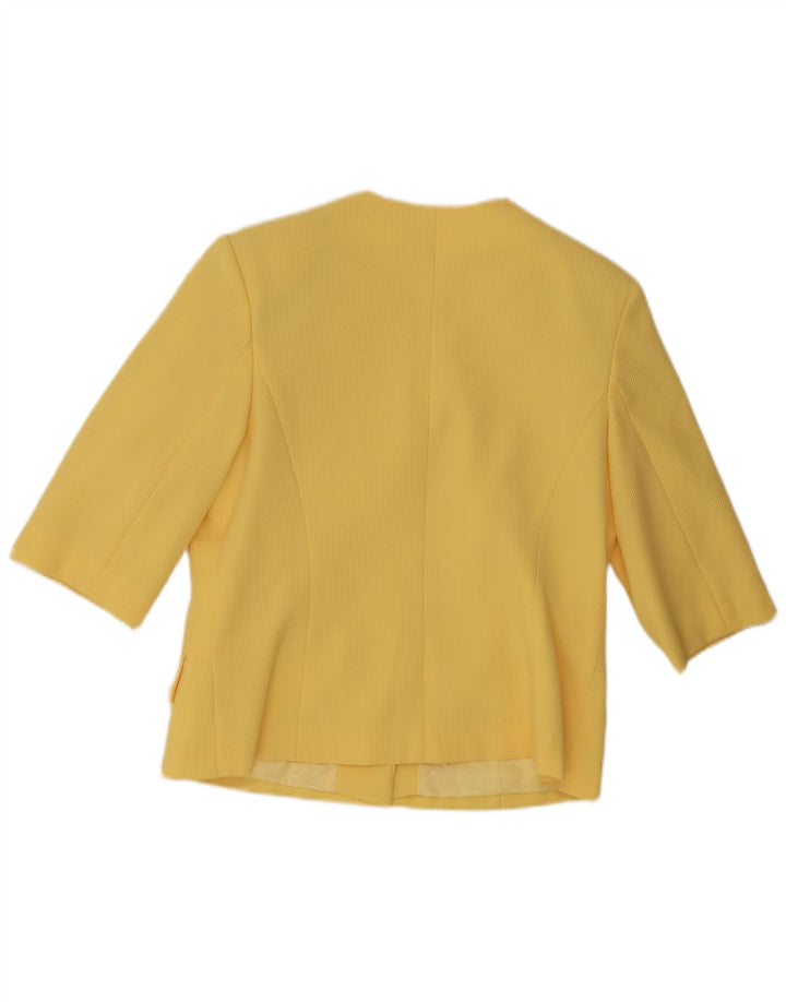 Jaqueta blazer feminina vintage de manga curta com 4 botões Reino Unido 12 amarelo médio
