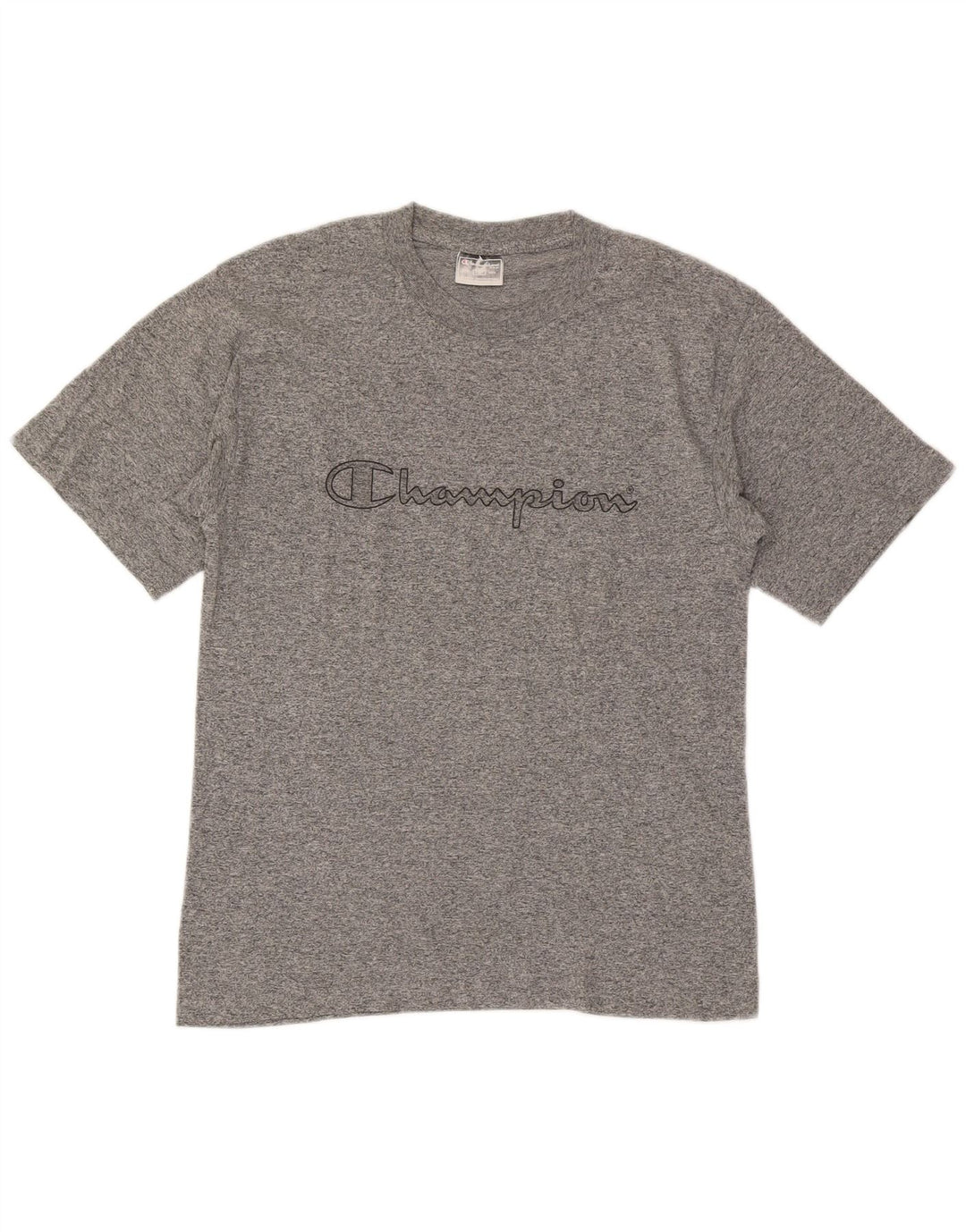 Camiseta masculina com estampa gráfica Champion pequeno algodão manchado cinza