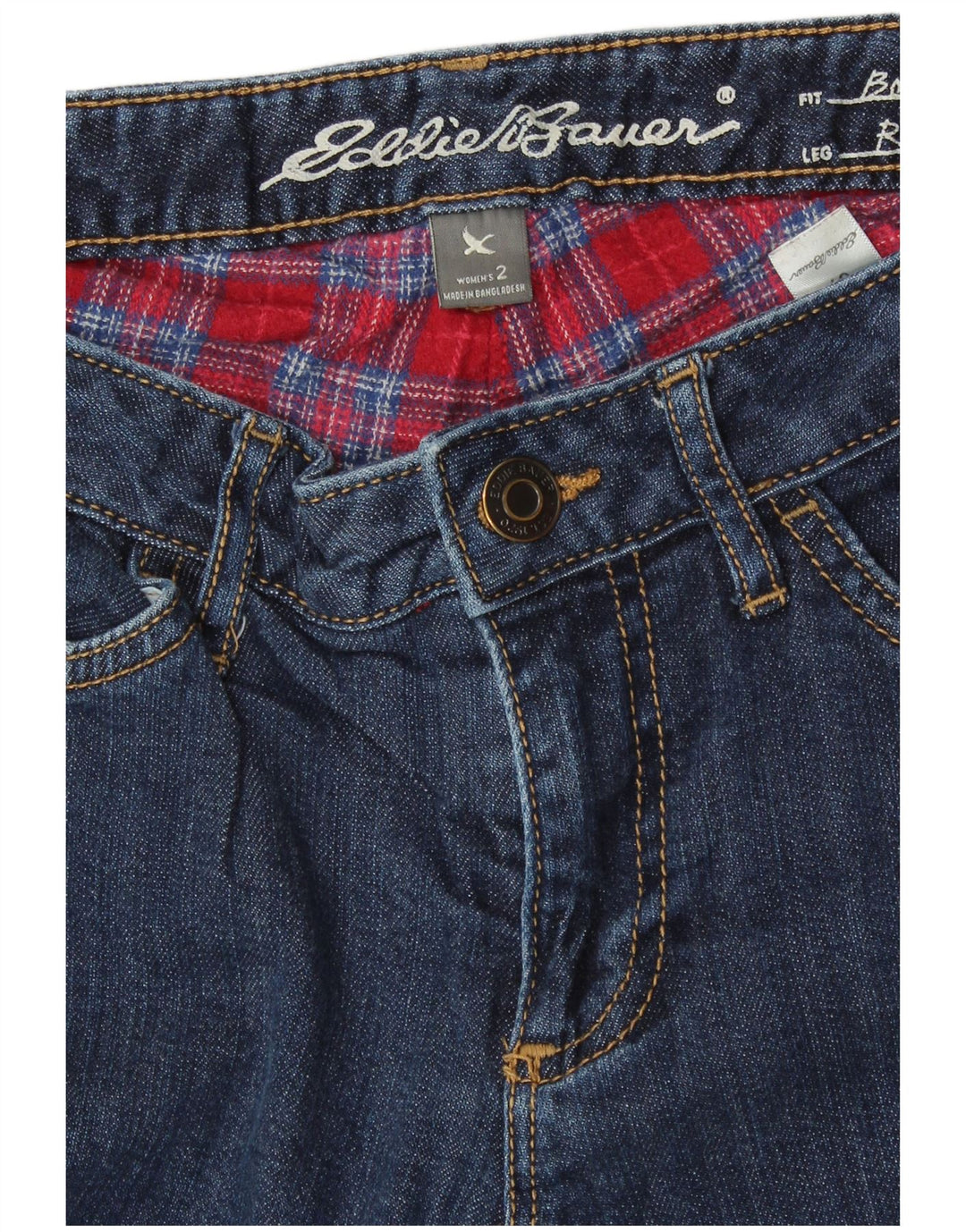 EDDIE BAUER Calça jeans feminina Boyfriend reta US 2 XS W27 L30 azul