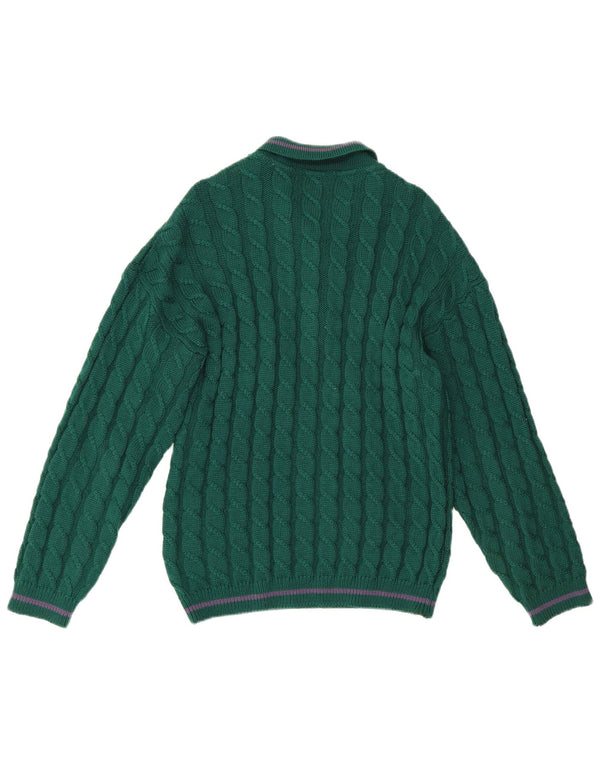 Suéter masculino Nazareno Gabrielli com gola polo e lã verde pequena