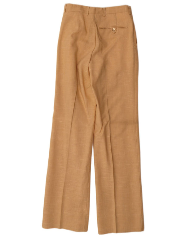 Calça casual masculina vintage de perna larga W26 L31 viscose bege
