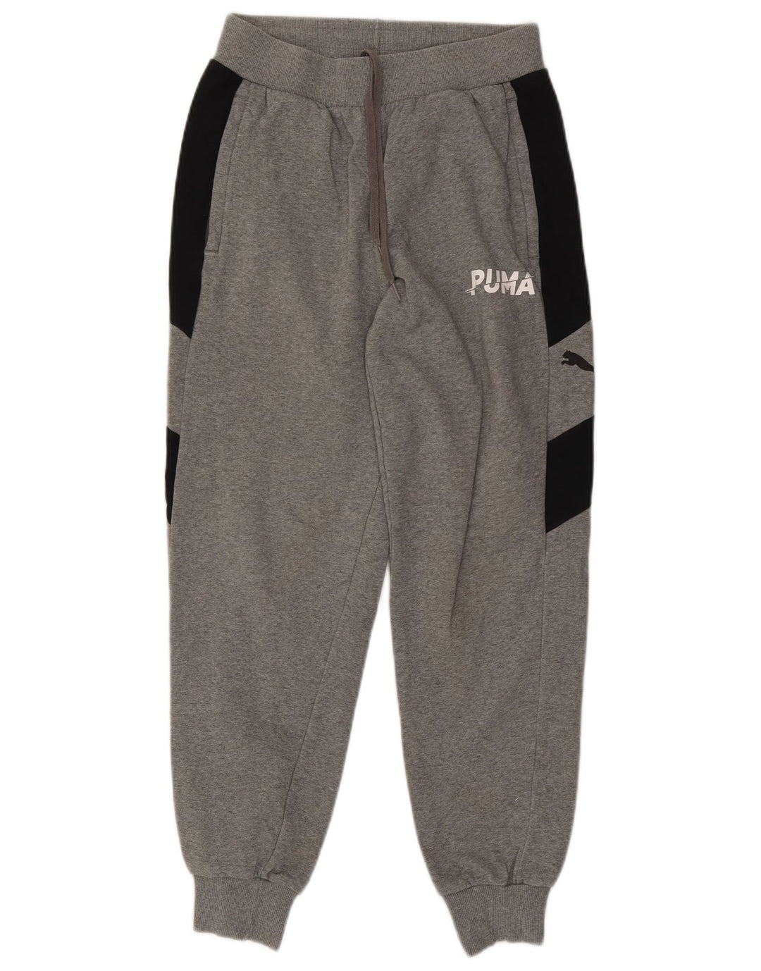 Calça esportiva masculina PUMA Graphic Joggers cinza médio bloco colorido