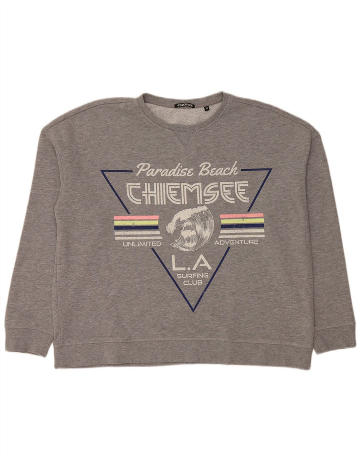 Chiemsee moletom gráfico feminino jumper UK 14 cinza médio manchado
