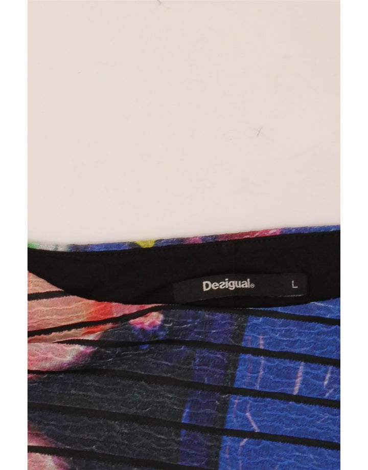 DESIGUAL Vestido feminino linha A UK 10 pequeno multicolorido geométrico