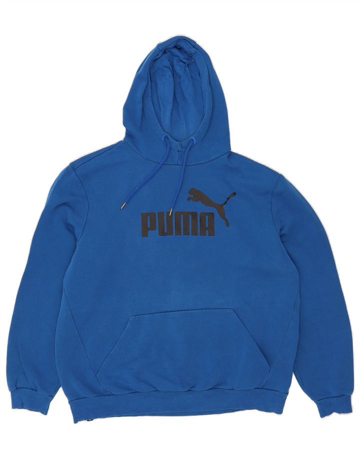 PUMA Mens Graphic Hoodie Jumper XL Blue Cotton Vintage Puma and Second-Hand Puma from Messina Hembry 