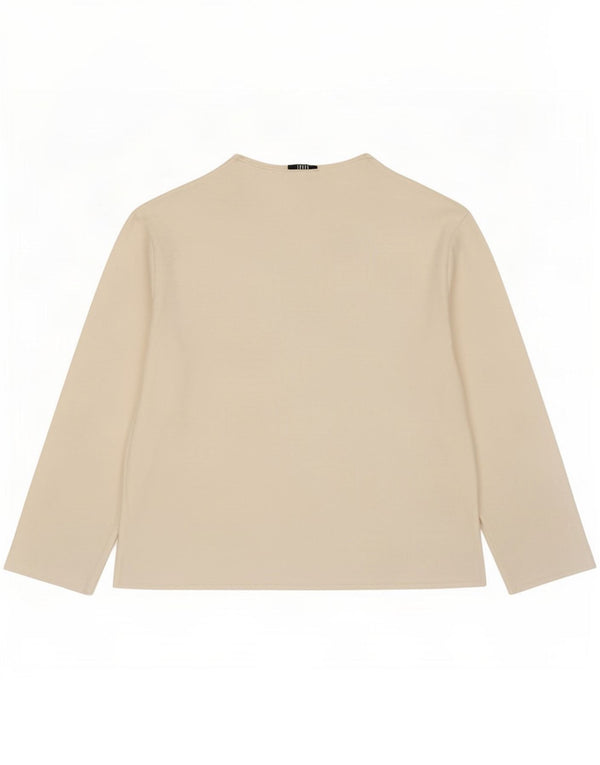 Top feminino Zara manga comprida UK 12 médio algodão branco