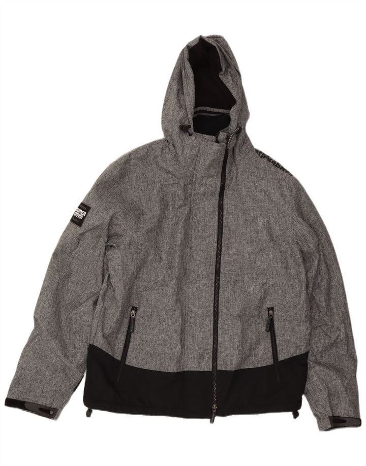 Jaqueta corta-vento feminina SUPERDRY com capuz UK 20 2XL cinza colorblock