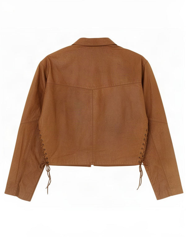 Jaqueta de couro vintage feminina UK 18 XL marrom