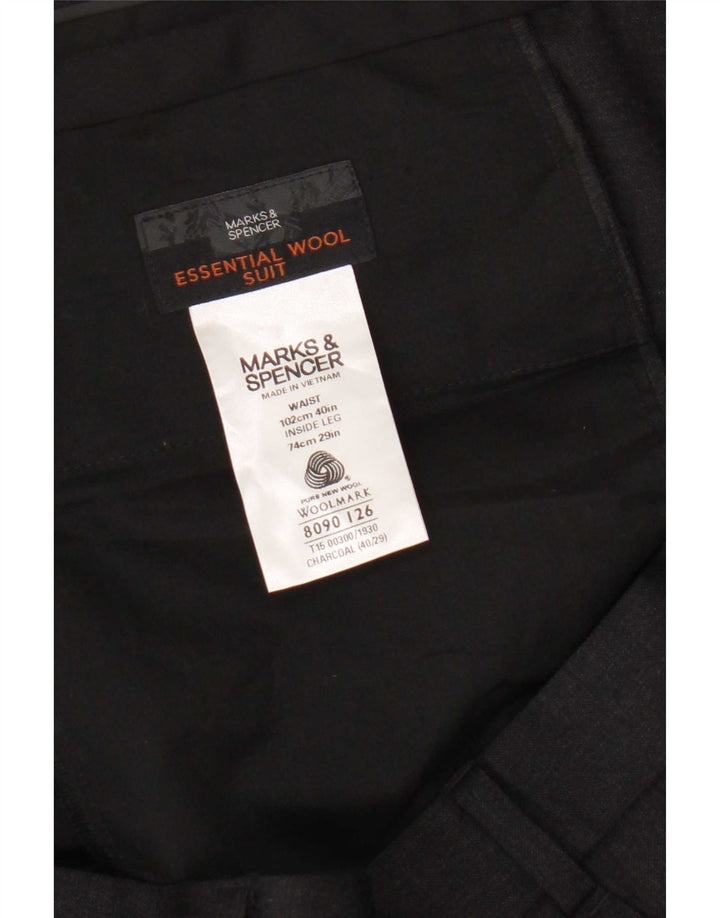 Calça chino masculina Marks & Spencer W40 L29 lã cinza