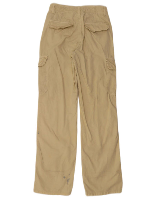 Calça cargo feminina Zara Bootcut EU 34 2XS W24 L32 algodão bege