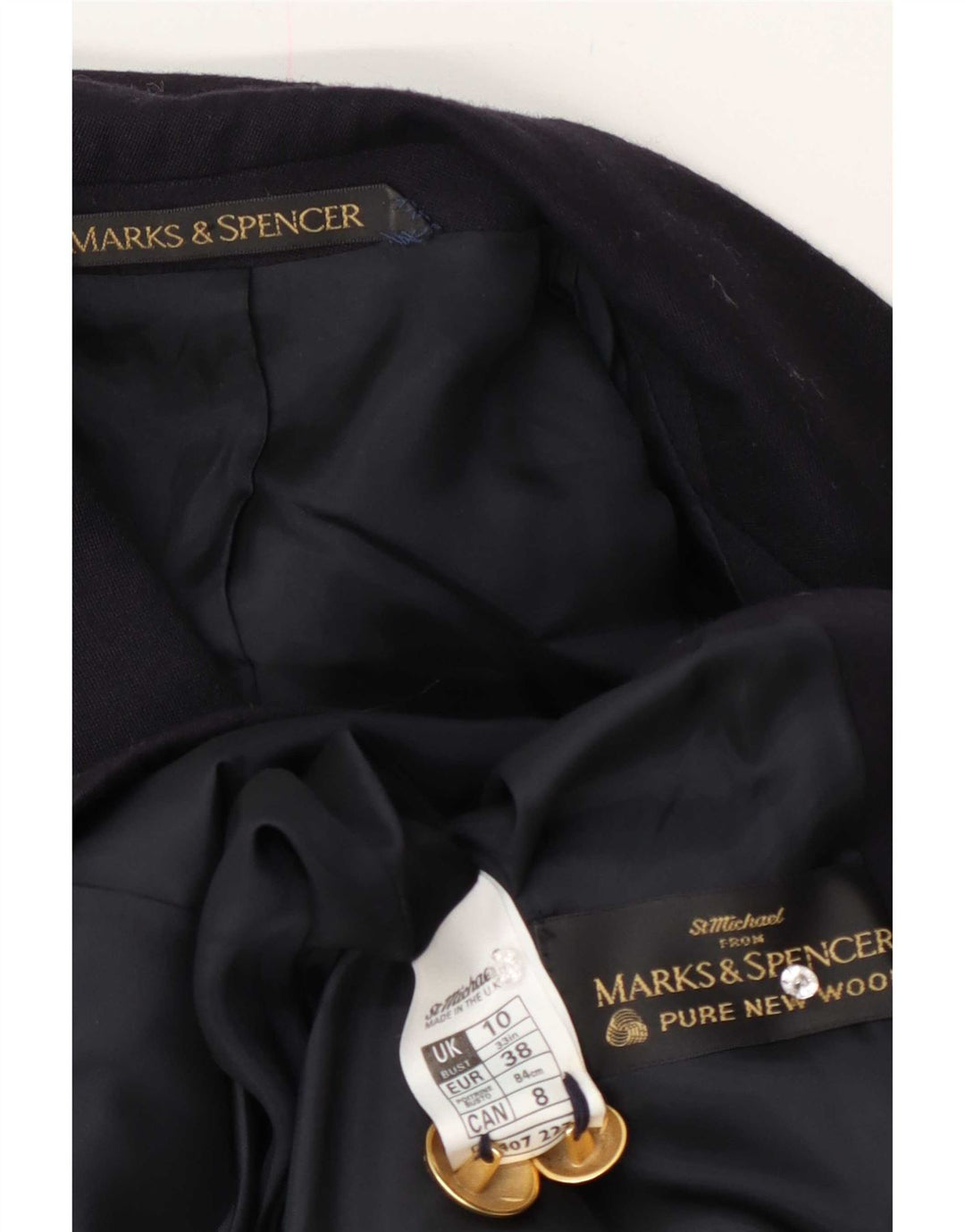 Jaqueta Blazer Oversized Feminina Marks & Spencer Reino Unido 10 Pequena Azul Marinho