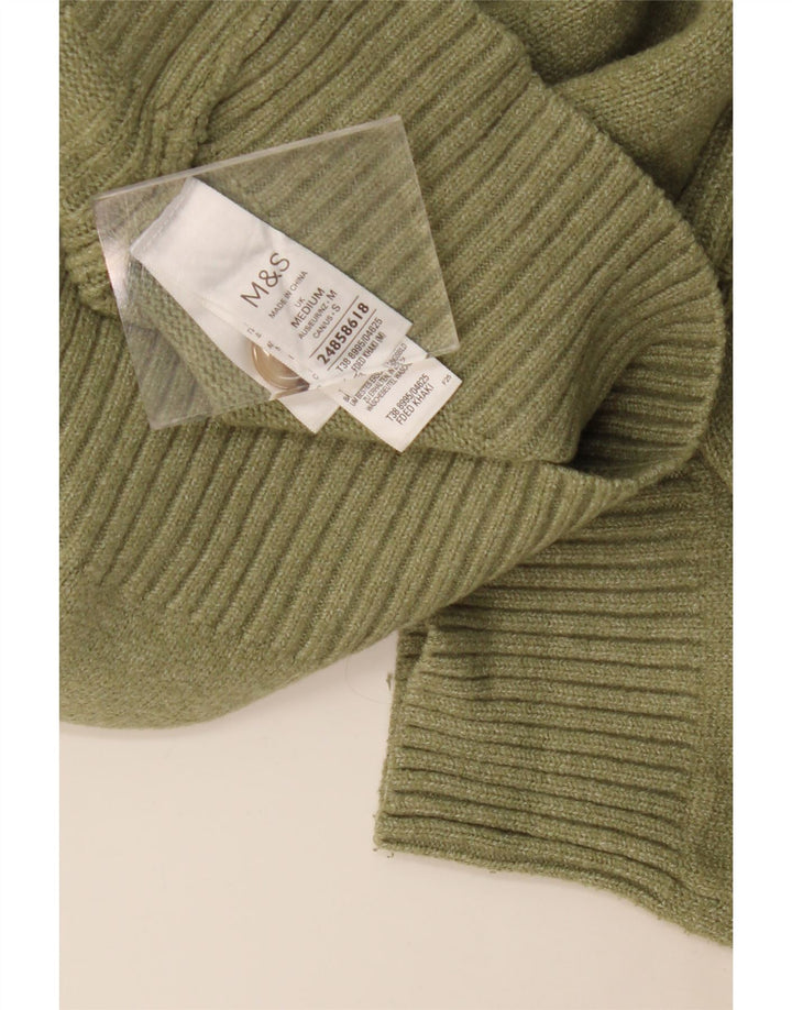 Suéter cardigã feminino grande Marks & Spencer Reino Unido 14 médio cáqui