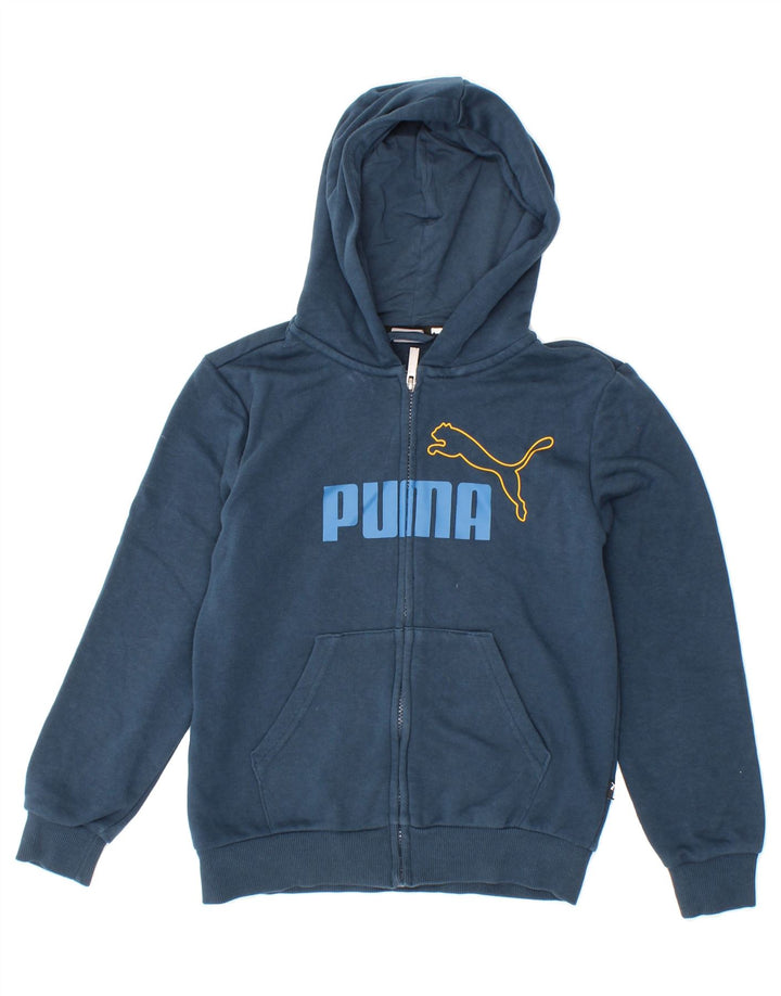 PUMA Boys Graphic Zip Hoodie Sweater 11-12 Years  Navy Blue Vintage Puma and Second-Hand Puma from Messina Hembry 
