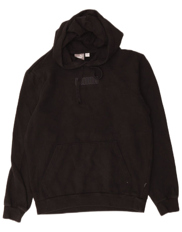 Puma masculino gráfico moletom com capuz pequeno algodão preto