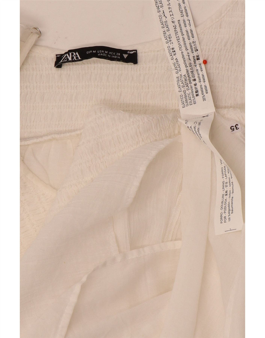 Vestido de verão feminino Zara UK 12 poliéster branco médio