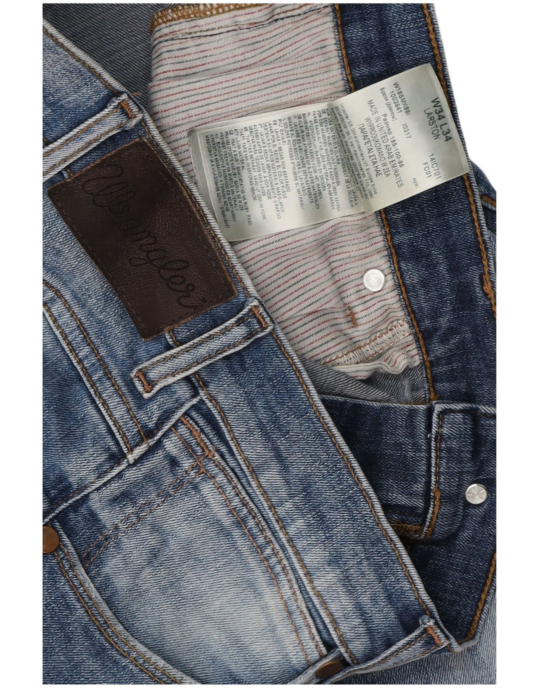 WRANGLER Masculino Larston Straight Jeans W34 L27 Azul Algodão