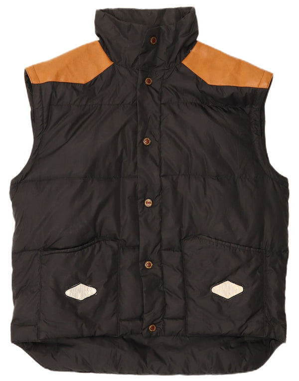 Colete acolchoado masculino vintage UK 42 XL preto colorblock
