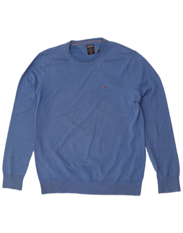 Tommy Hilfiger Suéter masculino com gola redonda 2XL algodão azul