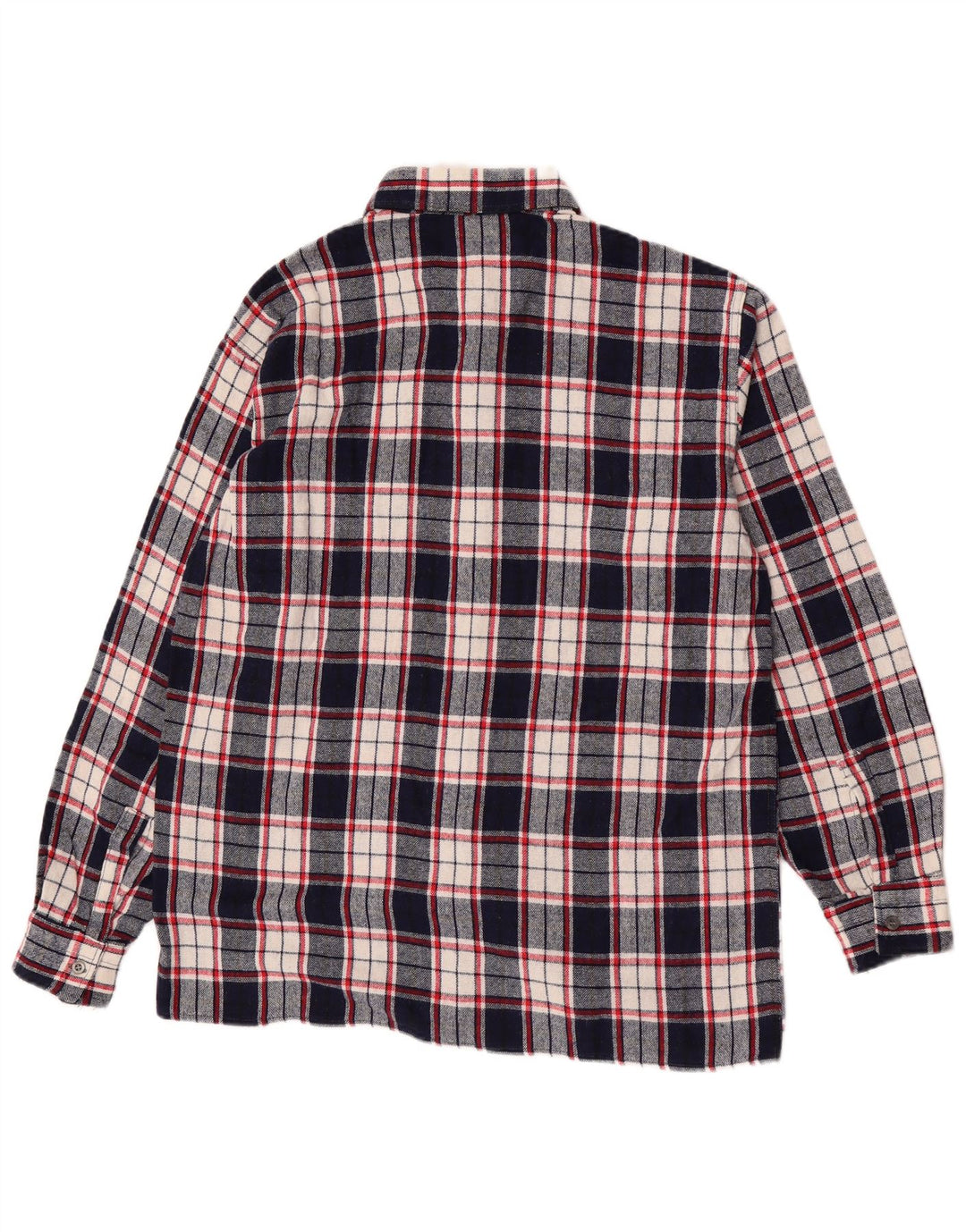 Camisa masculina vintage de flanela xadrez média azul marinho