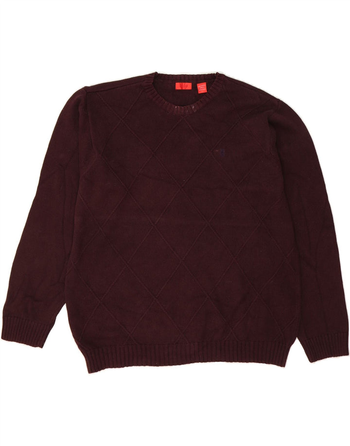 IZOD Mens Crew Neck Jumper Sweater Large Burgundy Cotton Vintage Izod and Second-Hand Izod from Messina Hembry 