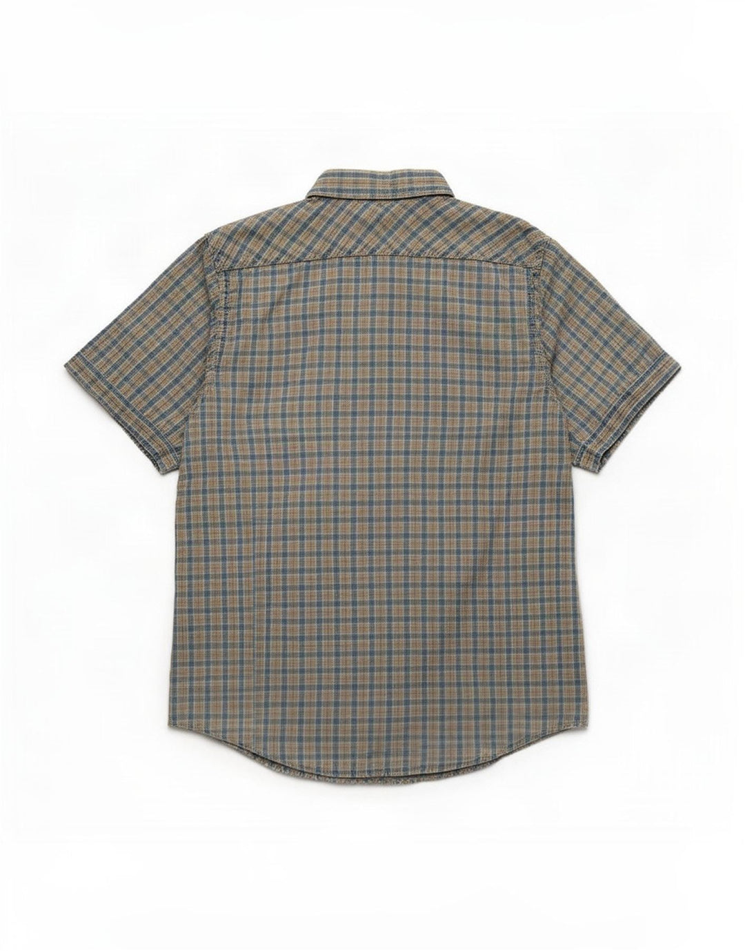 Camisa masculina de manga curta Marlboro Classics Custom Fit xadrez azul médio
