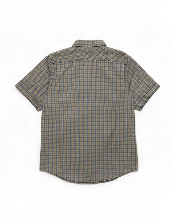 Camisa masculina de manga curta Marlboro Classics Custom Fit xadrez azul médio