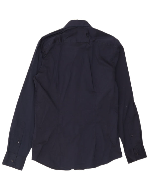 Camisa masculina Benetton pequena algodão azul marinho