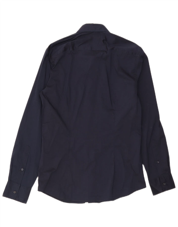 Camisa masculina Benetton pequena algodão azul marinho