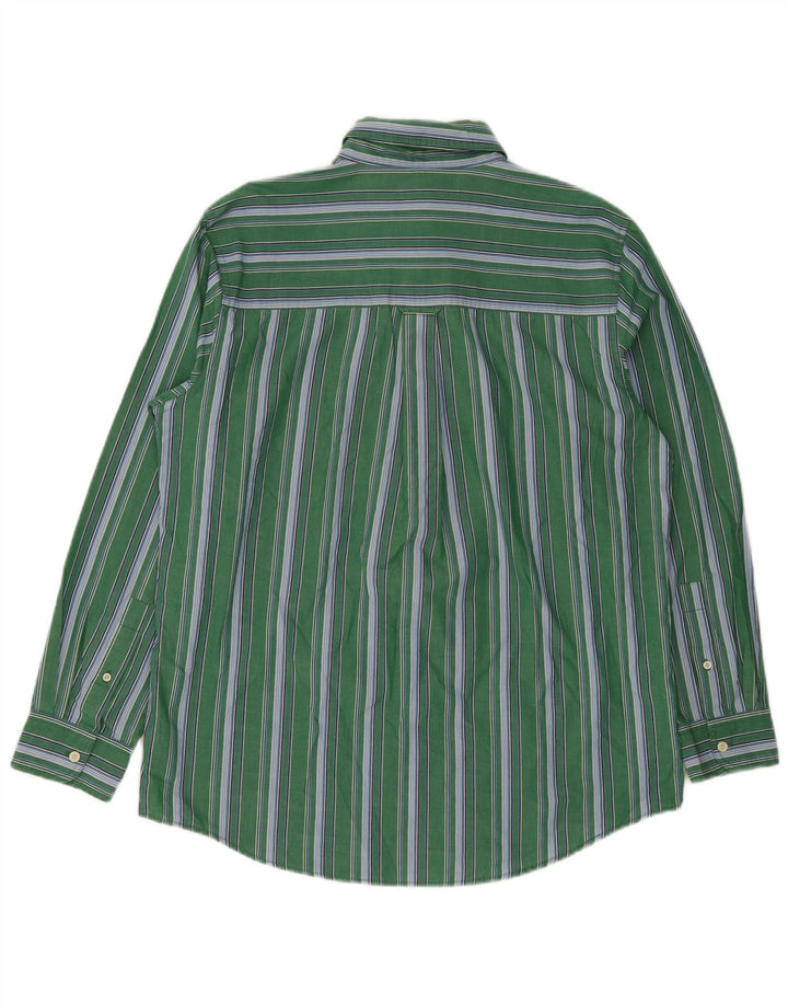 Camisa masculina Chaps Easy Care de algodão listrado verde médio