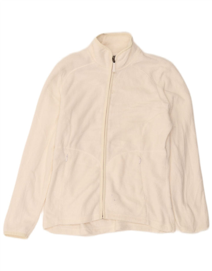 Jaqueta de lã feminina Marks & Spencer UK 12 poliéster branco médio