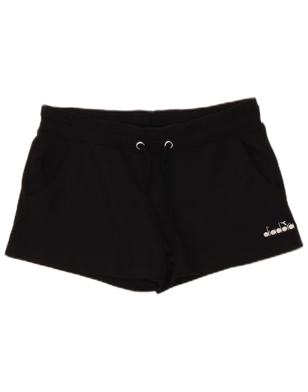 Shorts esportivos femininos Diadora UK 14 médio algodão preto