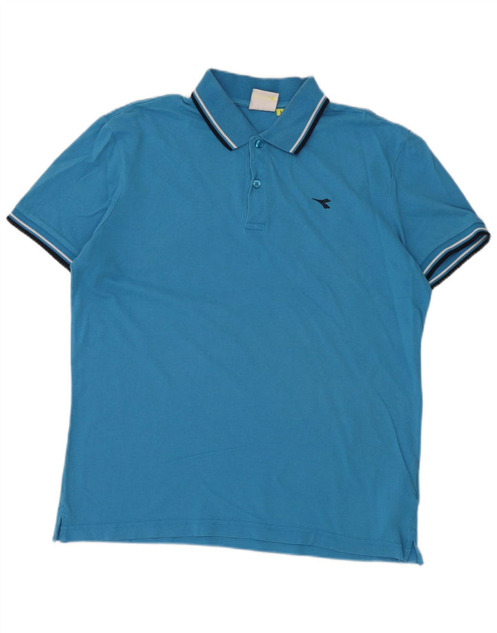 Camisa polo masculina DIADORA grande algodão azul