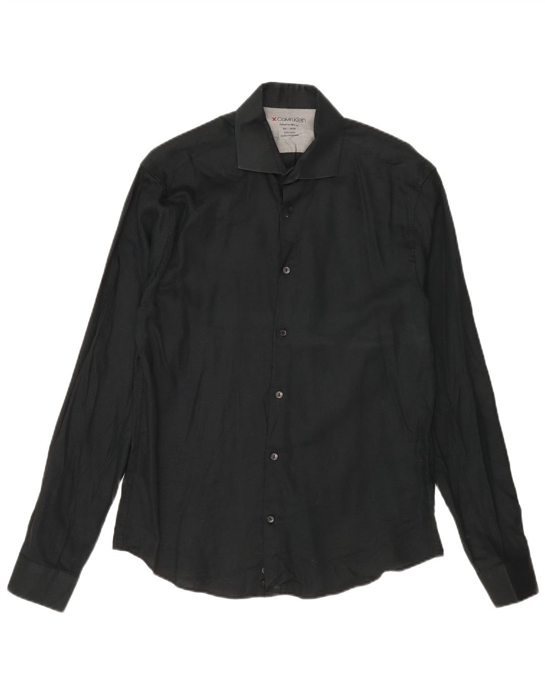 Camisa masculina Calvin Klein extra slim fit tamanho 15 1/2 algodão preto médio