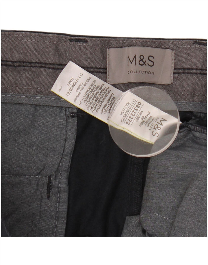 Shorts chino masculino Marks & Spencer W36 grande algodão azul marinho