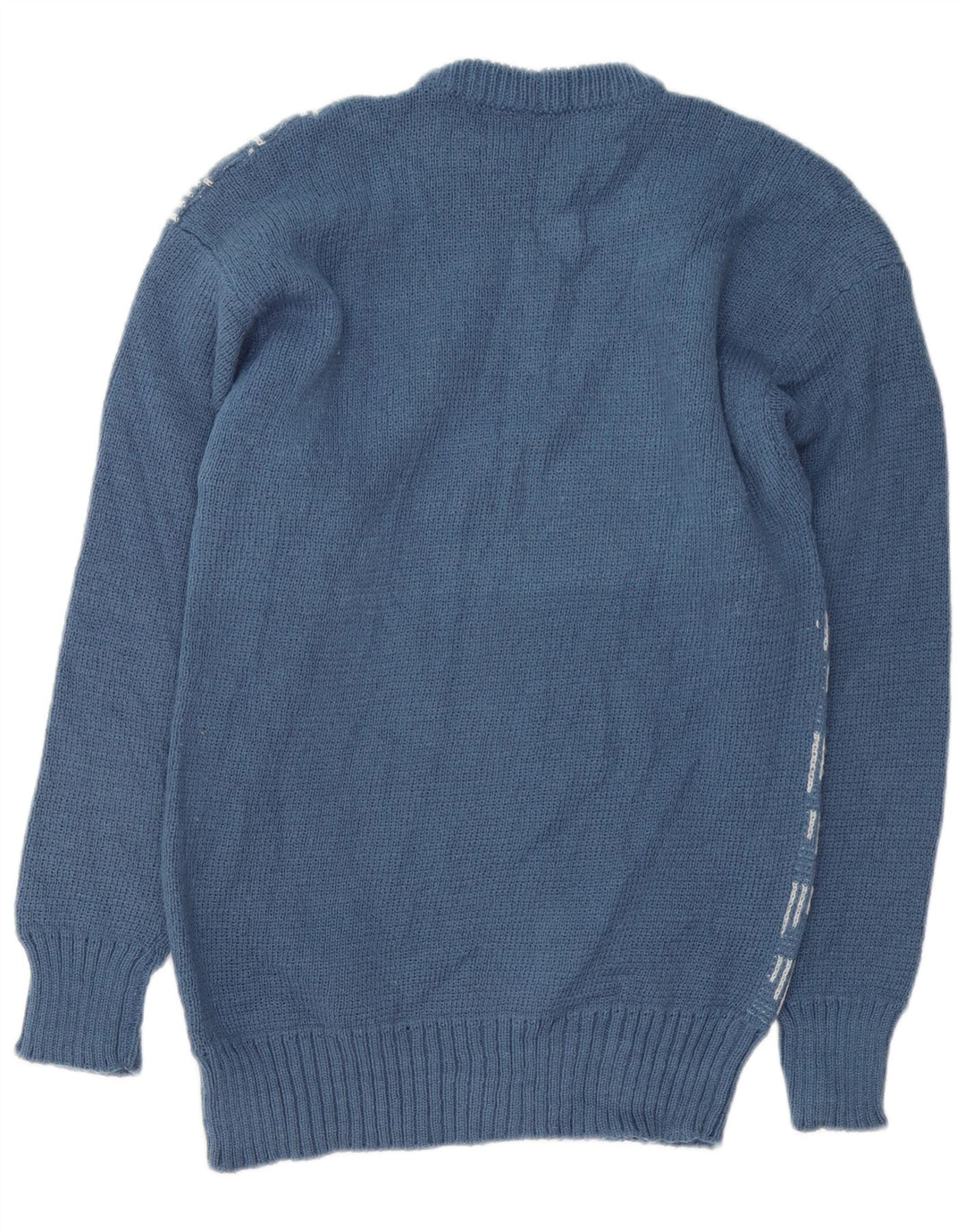 VINTAGE Mens Crew Neck Jumper Sweater Small Blue Geometric