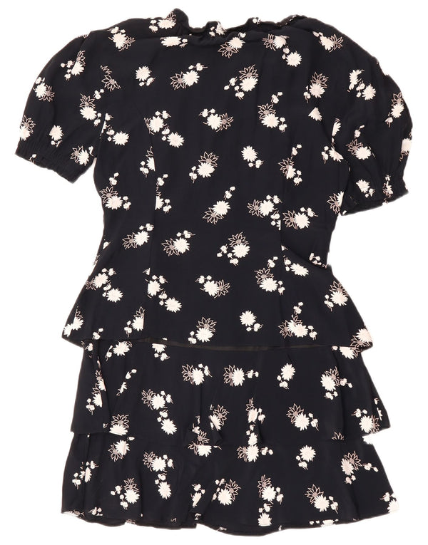 Vestido Peplum feminino VINTAGE EU 38 médio azul marinho floral viscose