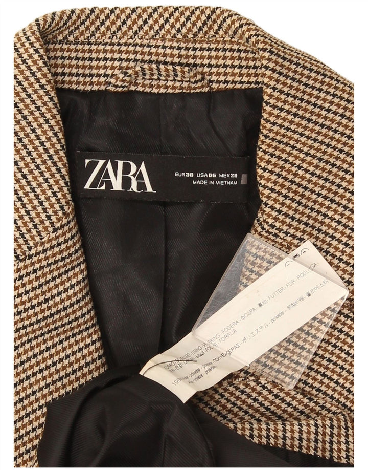 Jaqueta blazer feminina Zara com 1 botão UE 38 pequena marrom houndstooth