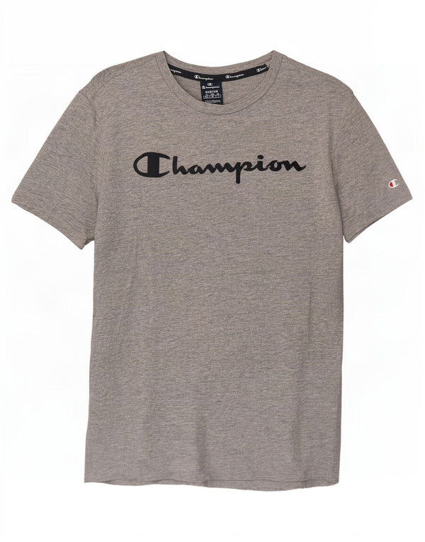 Camiseta gráfica masculina Champion cinza médio manchado