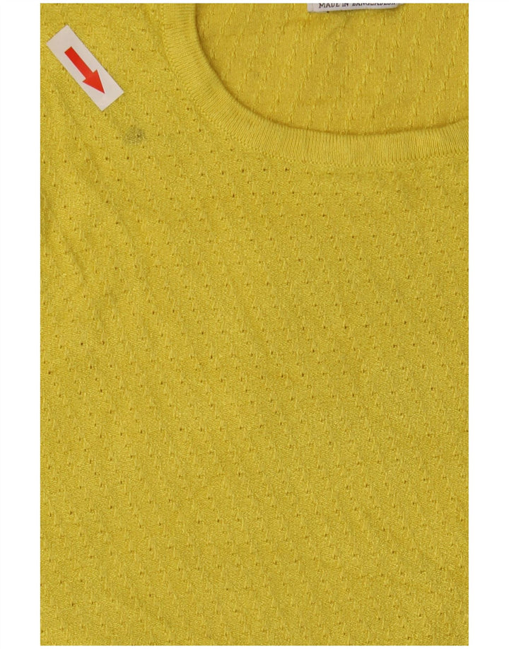 Suéter feminino Zara com gola redonda, Reino Unido 12 Médio Amarelo