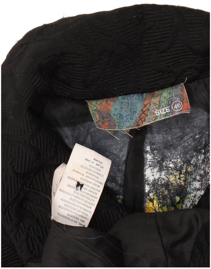 Sobretudo feminino com padrão abstrato DESIGUAL EU 40 algodão preto médio