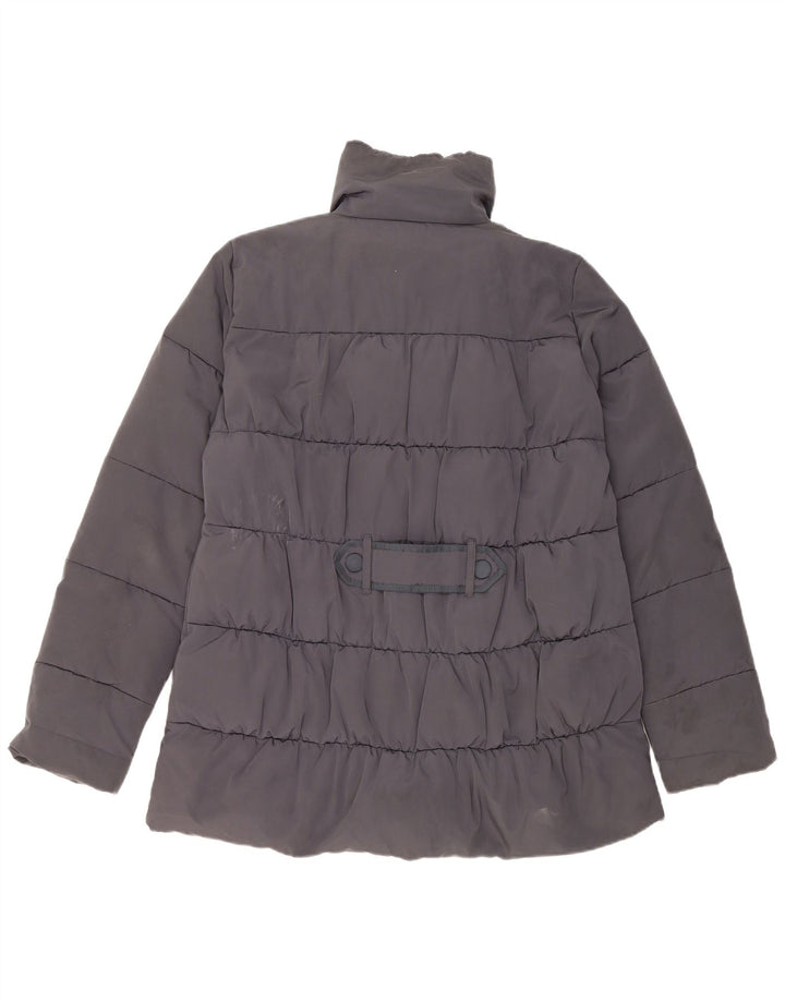 Jaqueta acolchoada masculina Max & Co. UK 14 grande poliéster azul marinho