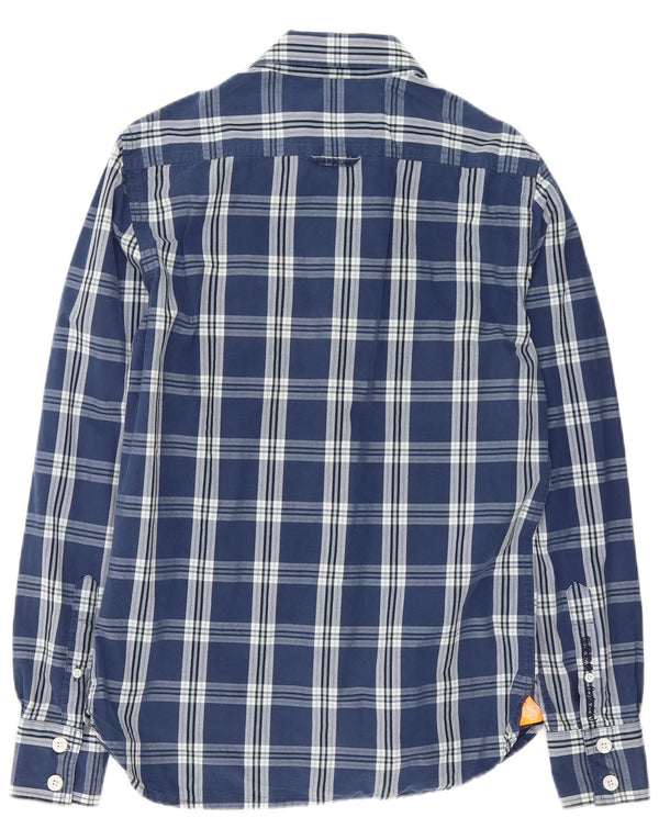 Camisa masculina Superdry média xadrez azul marinho algodão